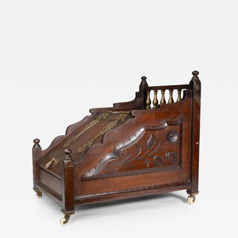 An Aesthetic Movement Walnut Coal Box