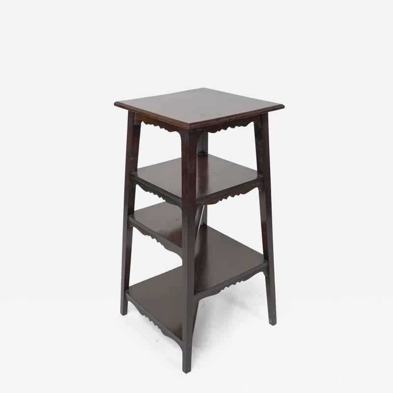 An Aesthetic Movement Walnut Tall Side table wot not stand with a Square Top