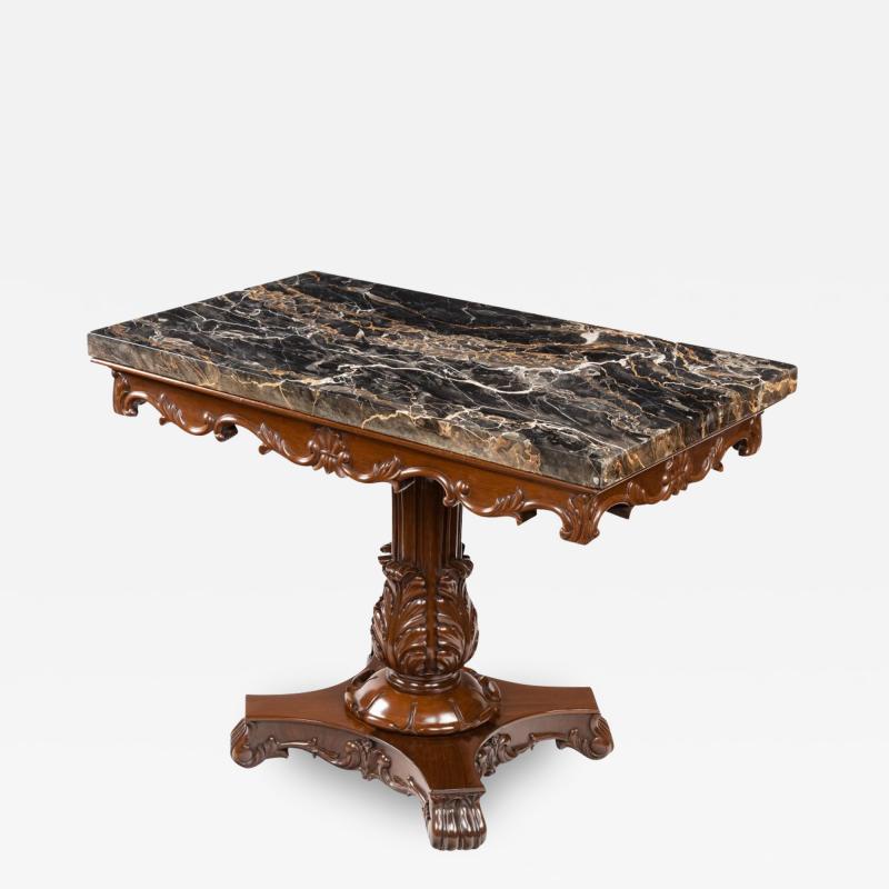 An Anglo Indian mahogany table with Nero portoro marble top White Co Calcutta