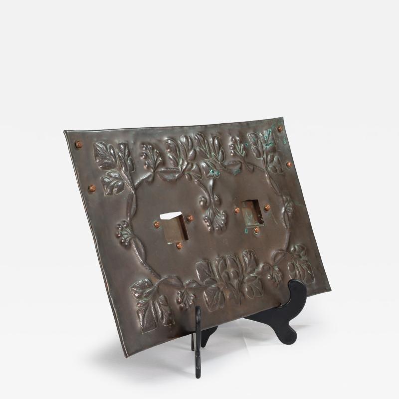 An Arts Crafts Copper Hanging Photograph Frame with Leaf Berry Decoration