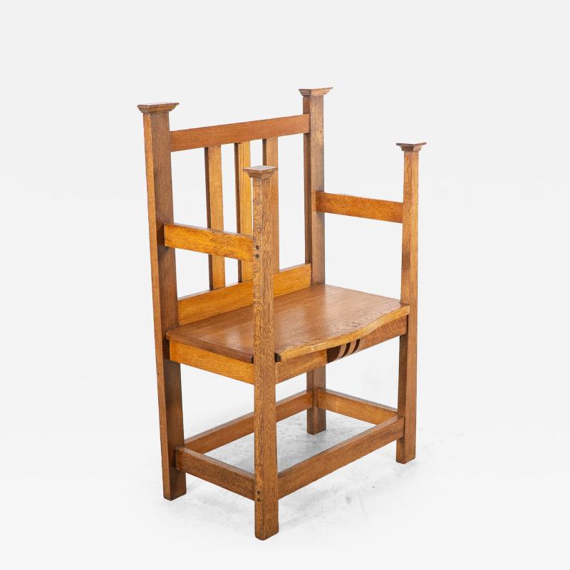 An Arts Crafts Hall Seat in the Glasgow Style with Extended Capped Tops