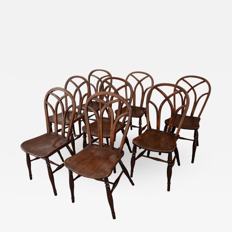 An Assembled Set of Eight Hoop Back Gothic Windsor Side Chairs