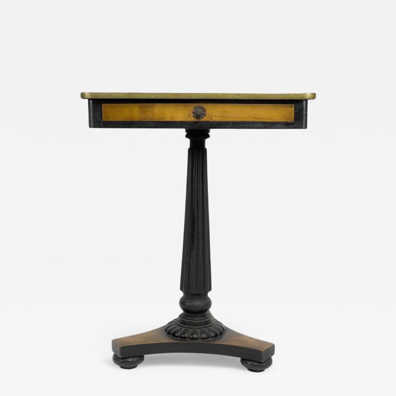 An Early to Mid Victorian Mahogany Satinwood Top Pedestal Occasional Table