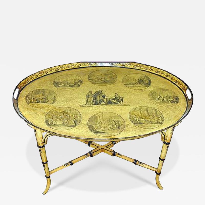 An English Yellow Oval Tole Tray