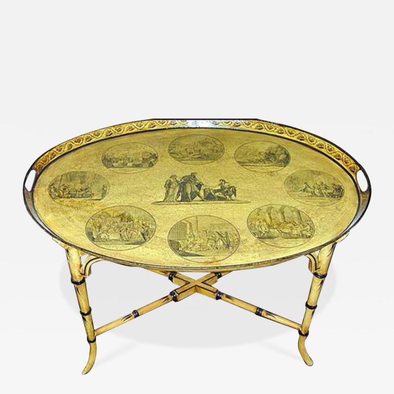 An English Yellow Oval Tole Tray