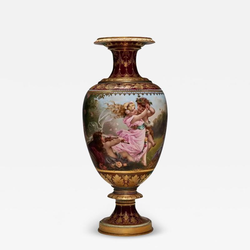 An Exceptional Berlin KPM Iridescent Jeweled Porcelain Vase The Spring Dance 