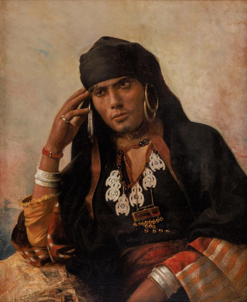 An Exceptional Quality Orientalist Portrait of The Moroccan Chief 