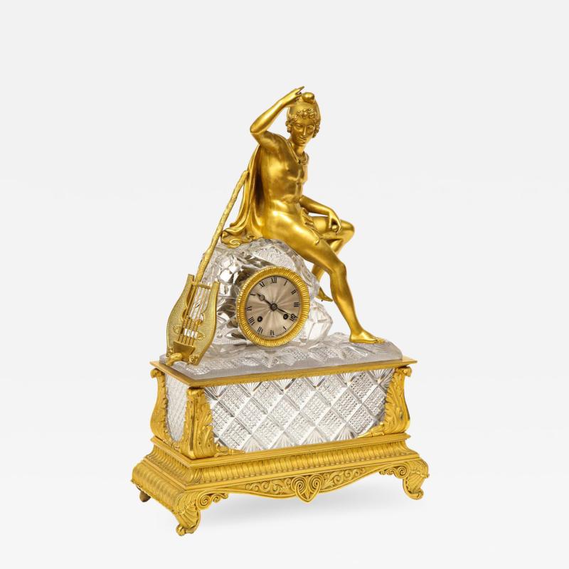 An Exquisite French Empire Ormolu and Cut Crystal Clock c 1815