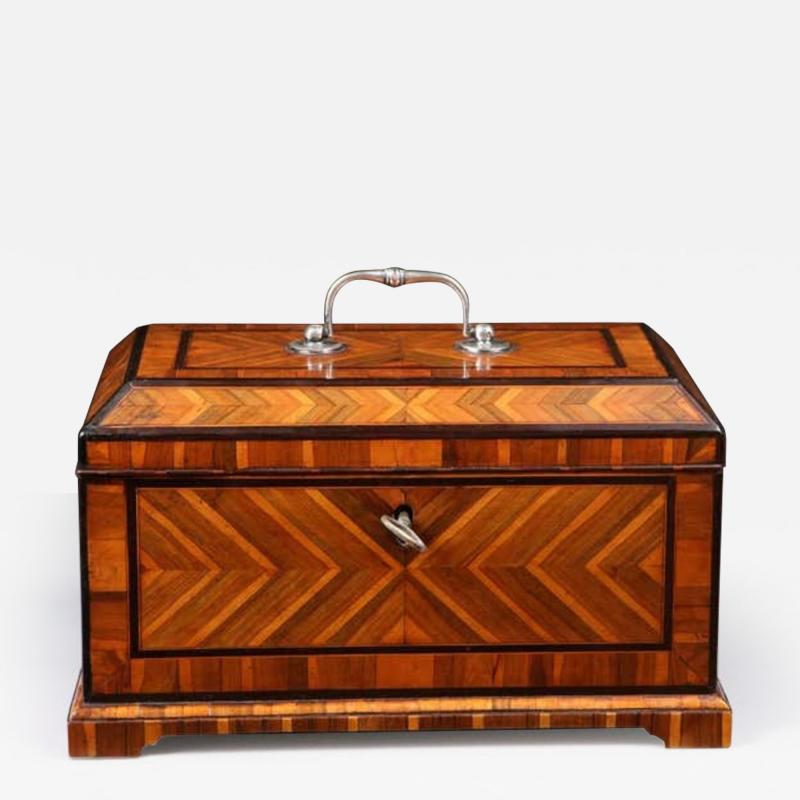 An Extremely Rare Geometric George II Parquetry Cocuswood Tea Caddy Circa 1730