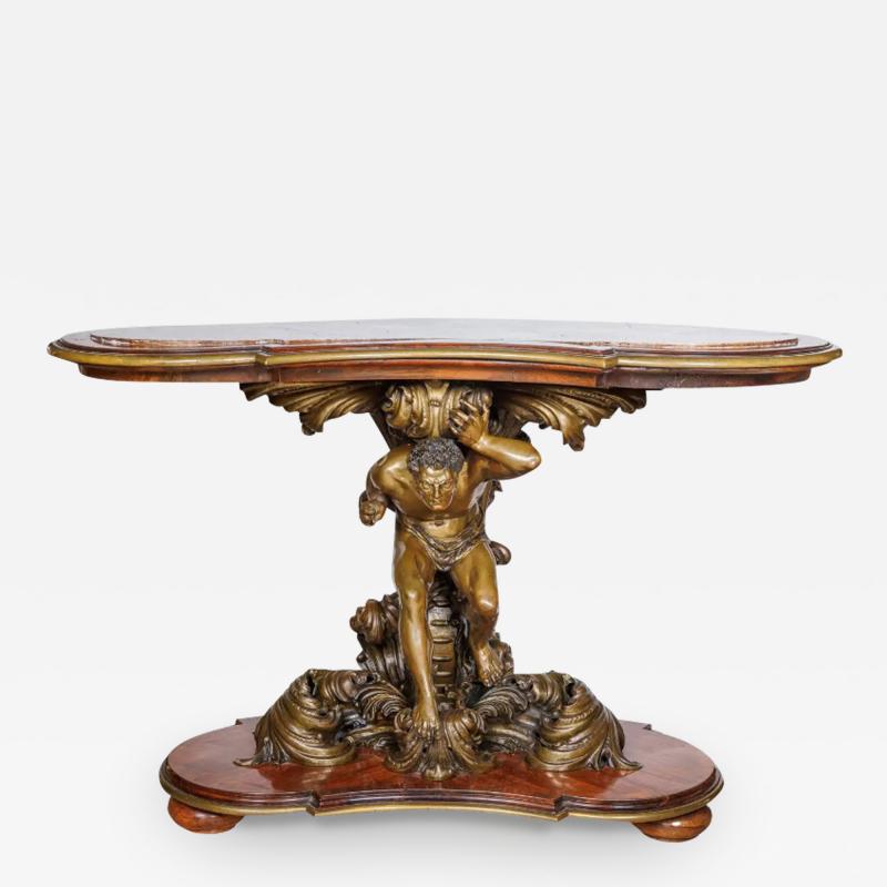 An Important Italian Kingwood and Patinated Bronze Figural Table Circa 1870
