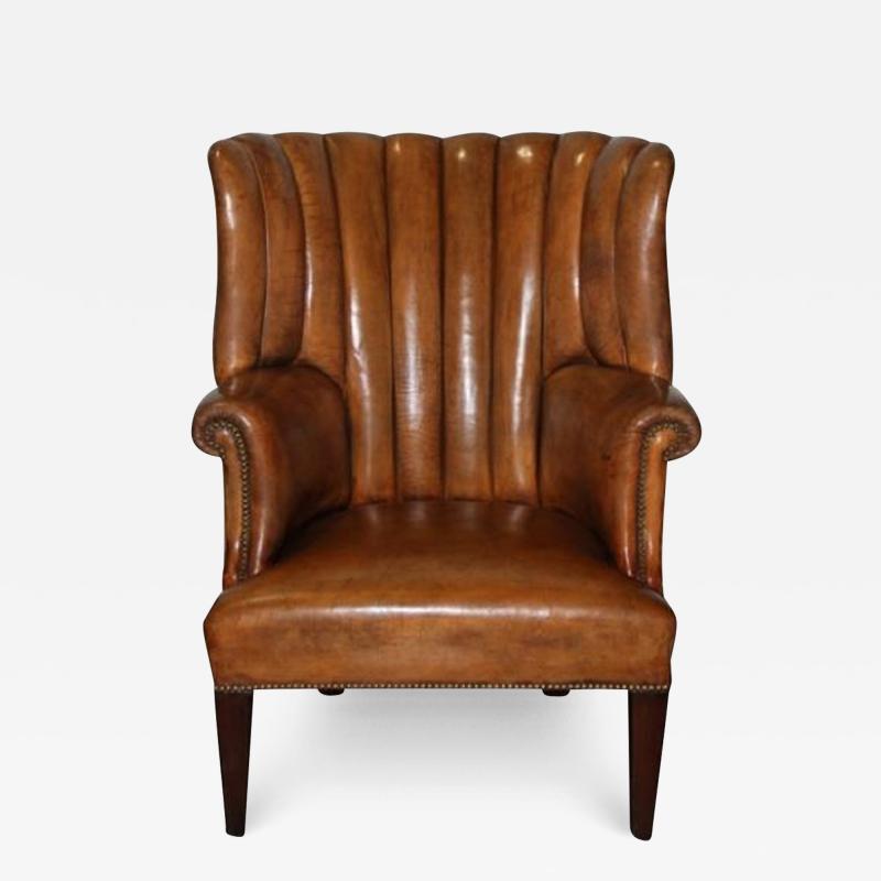 An Impressive 19th Century English Leather Library Chair