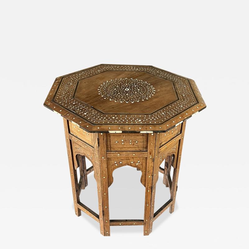 An Intricately Inlaid Anglo Indian Octagonal Side traveling Table
