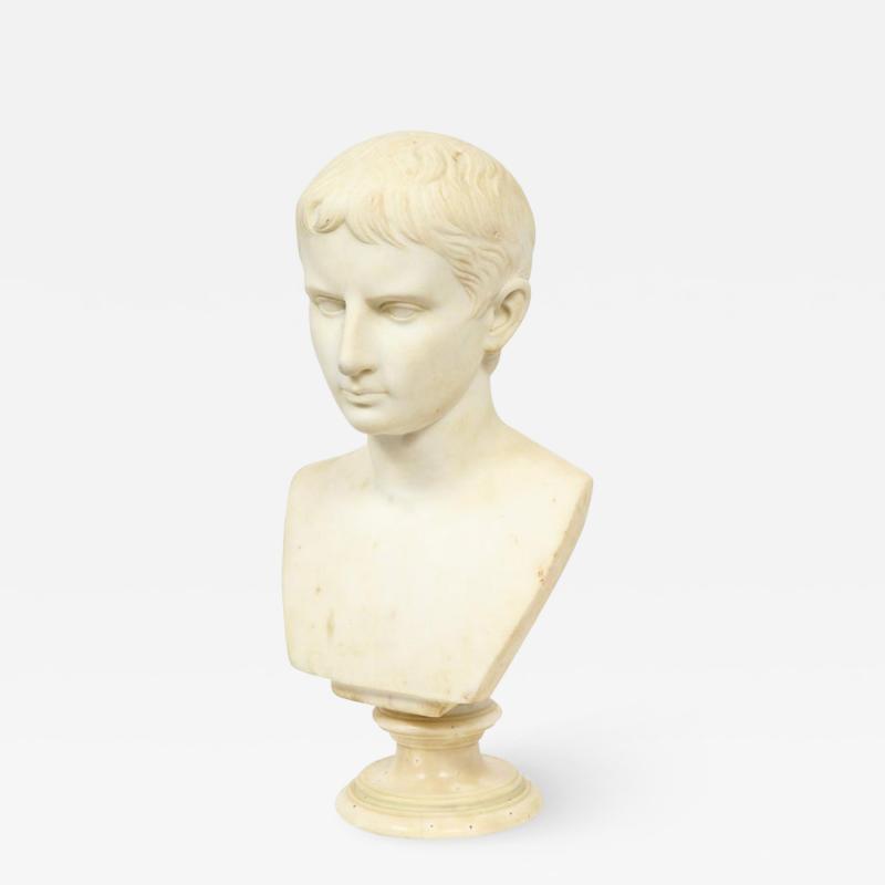 An Italian White Marble Figural Bust of Augustus Caesar Rome circa 1875