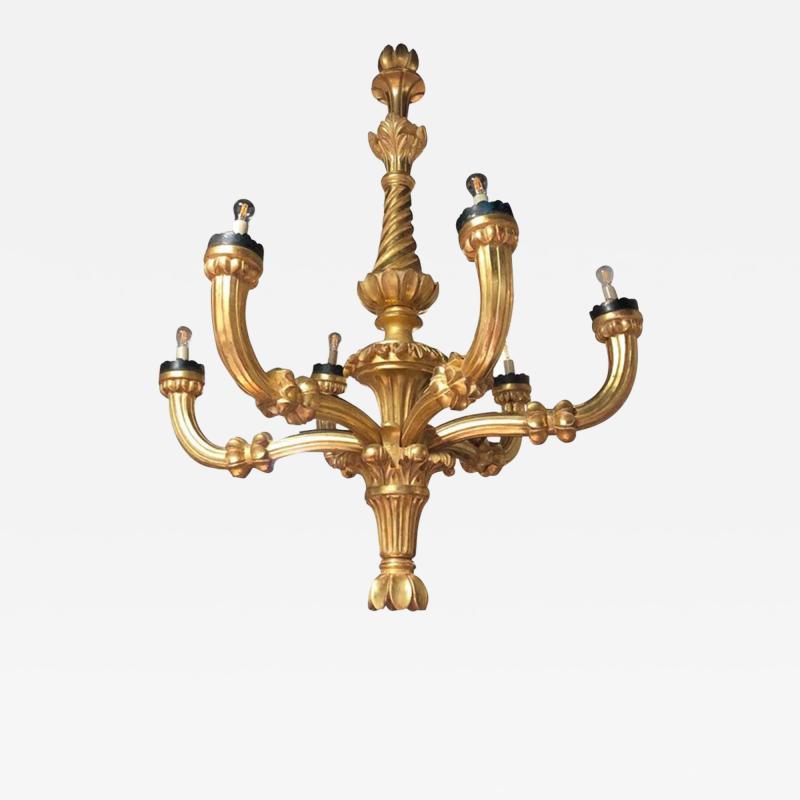 An impressive late 19th C hand carved Italian giltwood chandelier