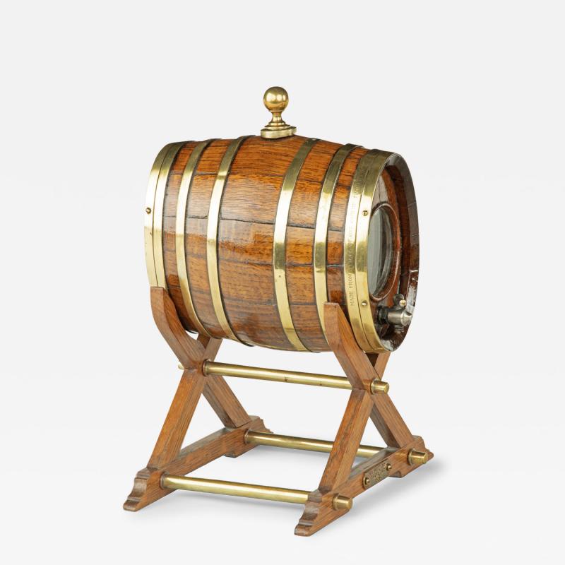 An oak spirit barrel made from H M S Victory timber 1890