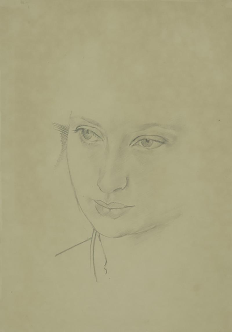 An original portrait drawing by Sir Stanley Spencer of Daphne Spencer his niece