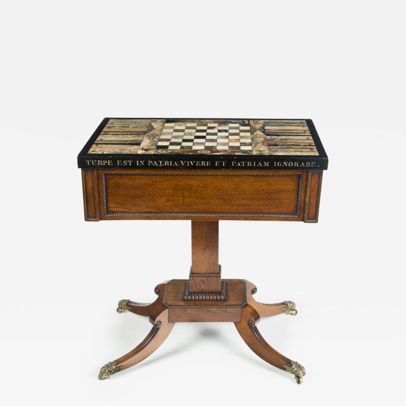 An unusual George IV specimen marble backgammon table attributed to Gillows