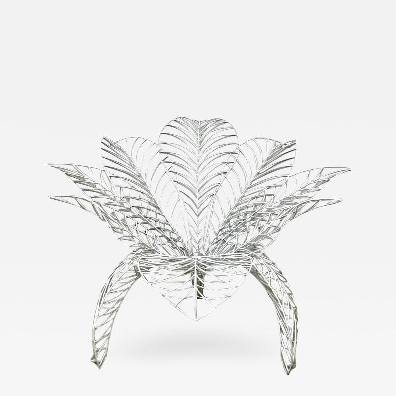 Anacleto Spazzapan Spazzapan Italian Post Modern Pop Art White Flower Metal Sculpture Armchair