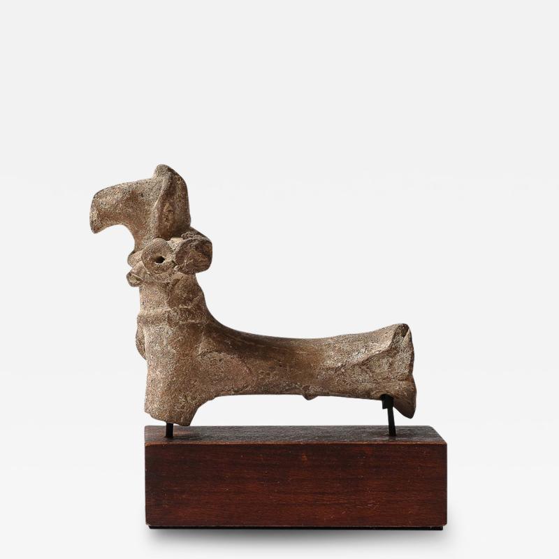 Ancient Egyptian Ceramic Sculpture of a Boetian Horse on Wood Plinth Base