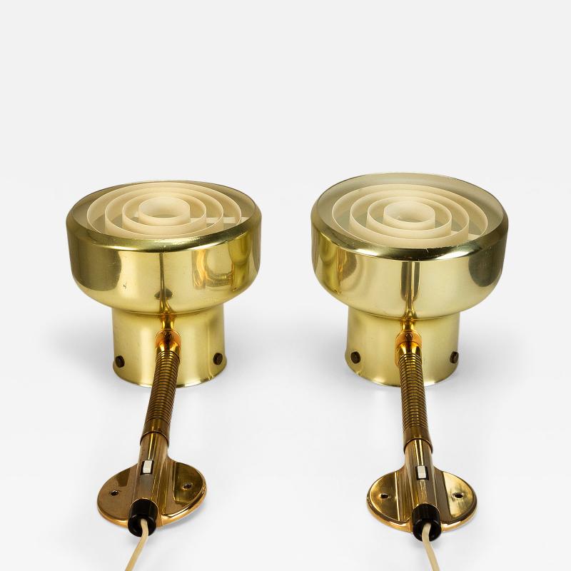 Anders Pehrson Pair of Brass Bumling Wall Lights Anders Pehrson Sweden 1970s