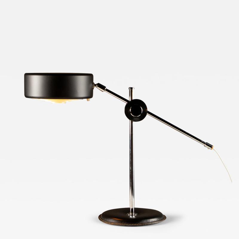 Anders Pehrson Simris Desk Lamp in Black Leather and Chrome Anders Pehrson Sweden 1970s