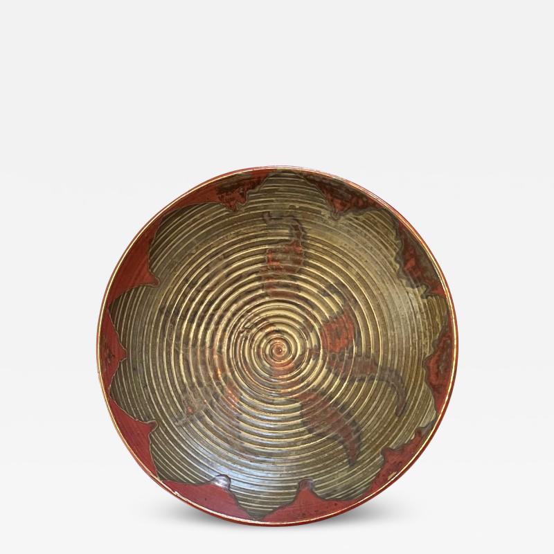 Andersson Johansson H gan s Bowl Evoking a Coil Basket in Luster Glazes by Hoganas