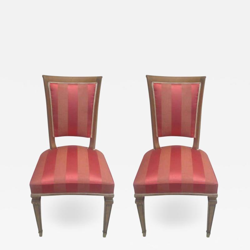 Andr Arbus 2 French Mid Century Modern Neoclassical Side Desk Chairs Attr to Andre Arbus