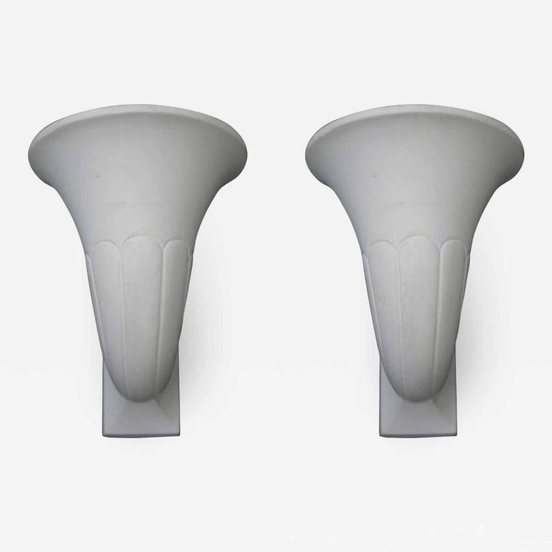 Andr Arbus 2 Pairs French Art Deco Modern Neoclassical Plaster Horn Sconces Andr Arbus