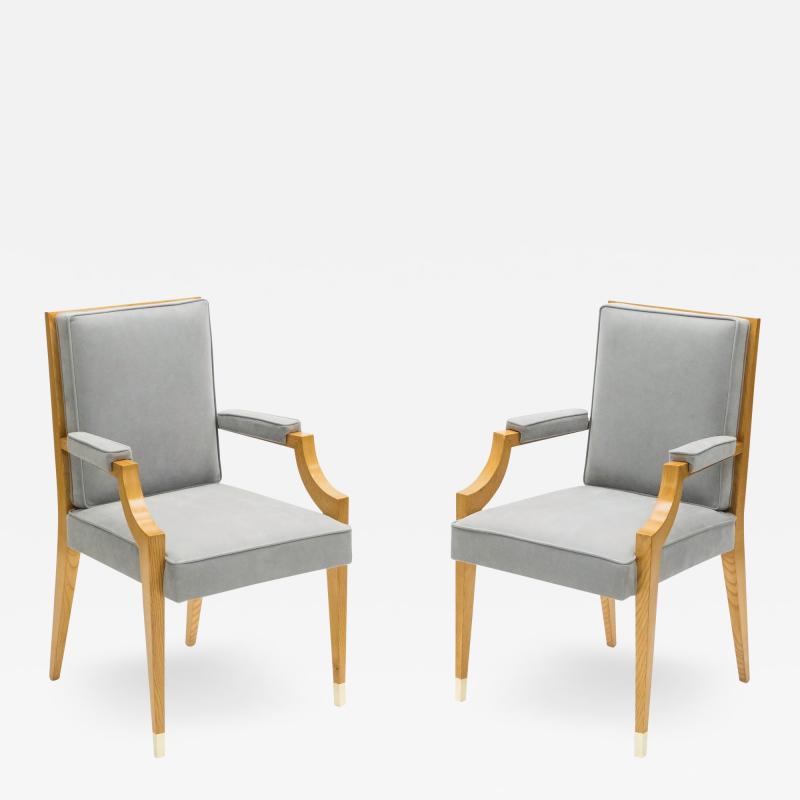 Andr Arbus Andr Arbus pair of ash wood neoclassical armchairs 1940s