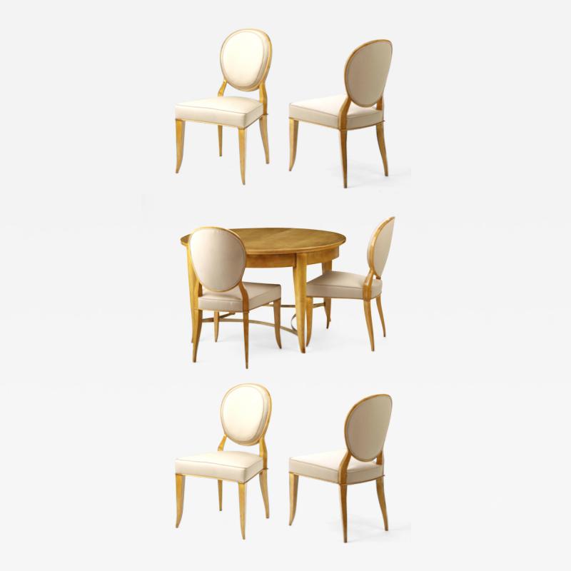 Andr Arbus Andre Arbus documented rarest sycamore dinning set with 6 chairs