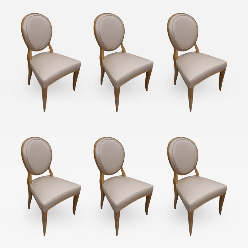 Andr Arbus Andre Arbus exceptionnel rare set of 6 sycamore dinning chairs fully restored