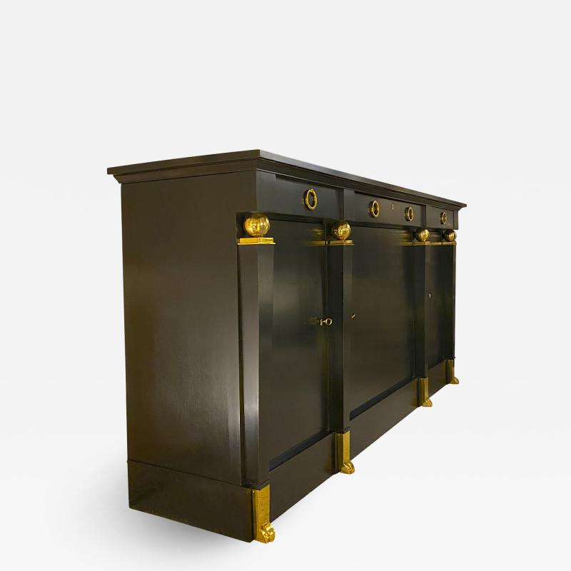 Andr Arbus Andre Arbus rarest large black lacquered cabinet with gold bronze accent