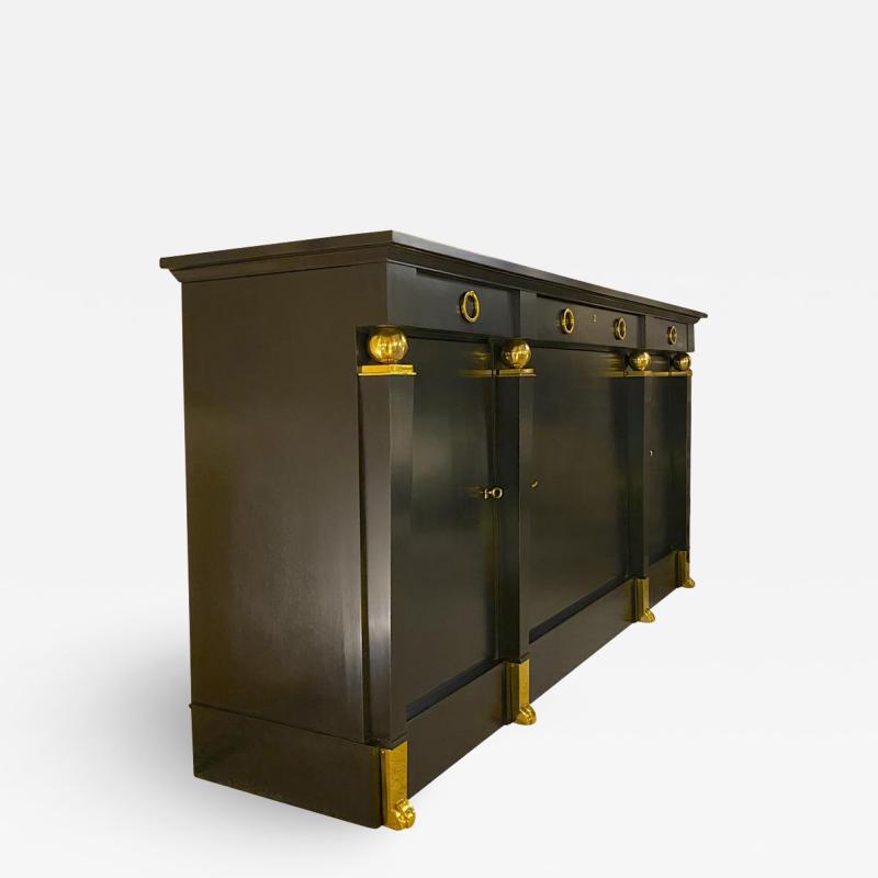 Andr Arbus Andre Arbus rarest large black lacquered cabinet with gold bronze accent