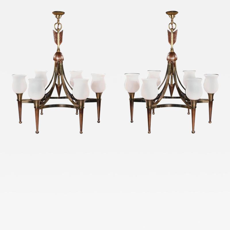 Andr Arbus FINE PAIR OF MAISON JANSEN MID CENTURY CHANDELIERS