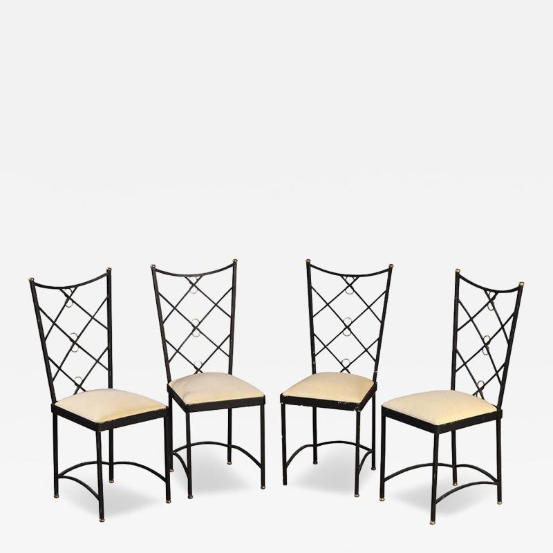 Andr Arbus Four French wrought iron and brass chairs in the manner of Andre Arbus C 1950 