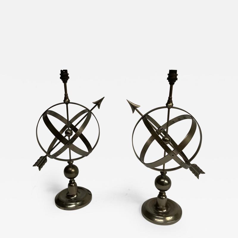 Andr Arbus Pair of 1950s Astrolabe table lamps in the style of Andr Arbus