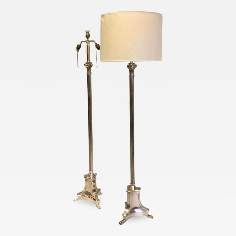 Andr Arbus Pair of Modern Neoclassical Silver Floor Lamps Attributed to Andre Arbus 1935
