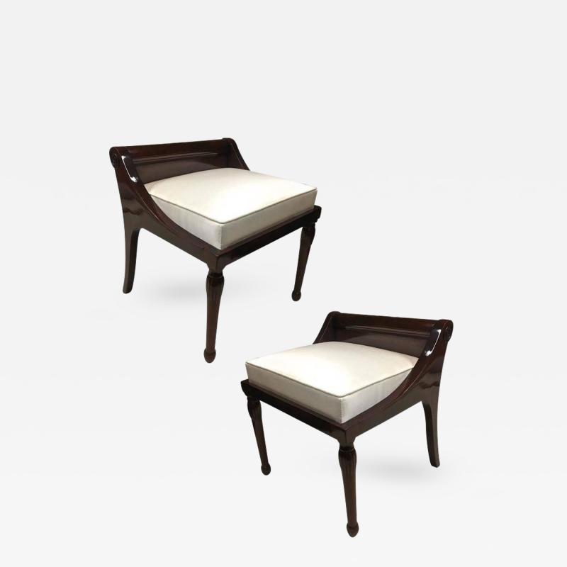 Andr Arbus Pair of Neoclassic refined Solid Rosewood Stool in the Style of Andre Arbus