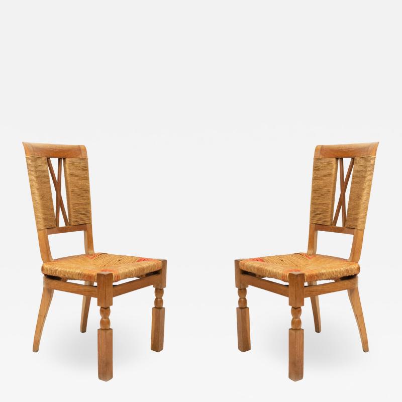 Andr Arbus Set of Six French Mid Century Woven Back Chairs