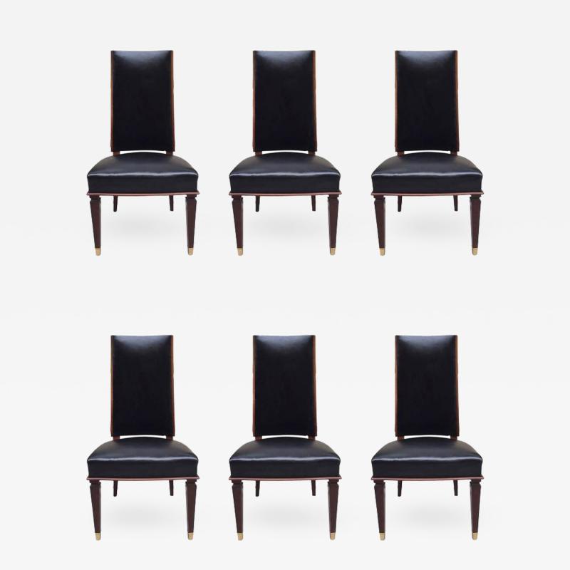 Andr Arbus Six Leather Dining Chairs Style of Andre Arbus