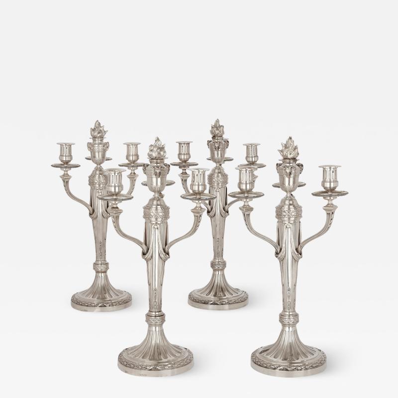 Andr Aucoc Set of four Louis XVI style silver candelabra by Andr Aucoc