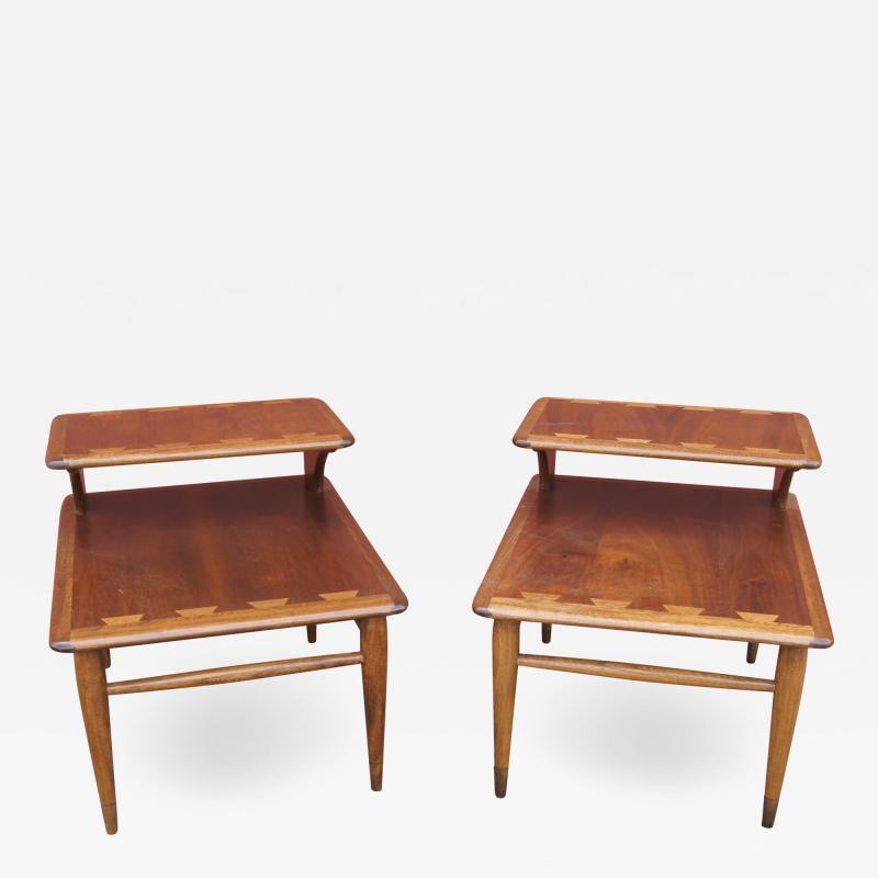 Andr Bus Pair of Walnut and Oak Acclaim Collection End Tables by Andre Bus for Lane