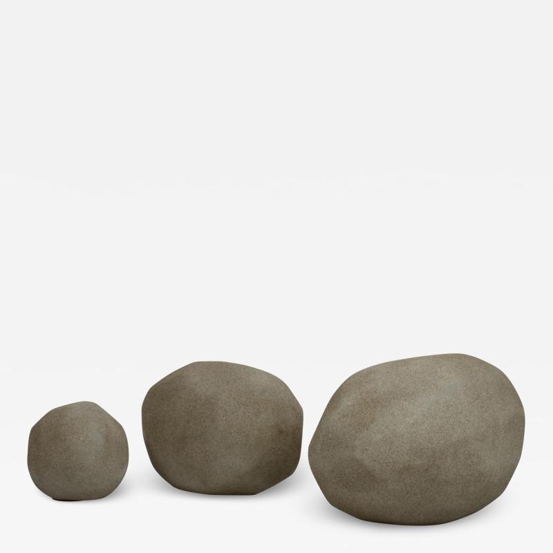 Andr Cazenave Set of three Moon Rock Lamps attributed to Andr Cazenave