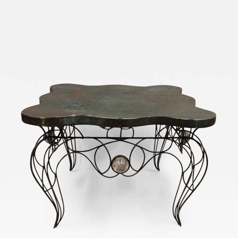 Andr Dubreuil Unique Handwrought Iron Crystal Center or Dining Table by Andre Dubreuil 1986