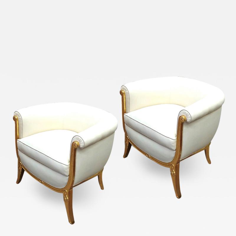 Andr Groult Andre Groult rarest refined gold leaf frame pair of chairs