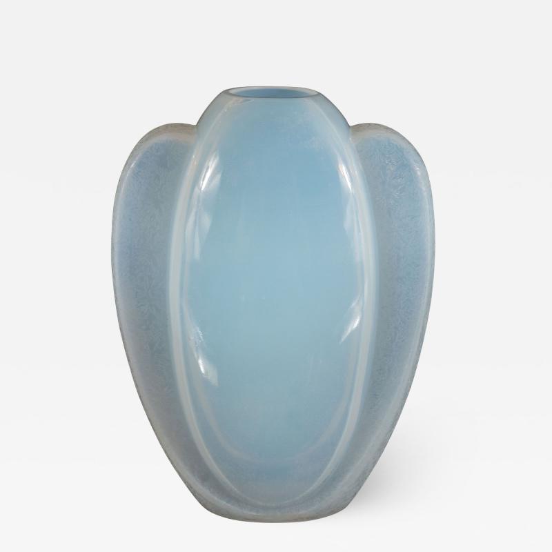 Andr Hunebelle Art Deco Skyscraper Style Opalescent Glass Vase by Andre Hunebelle