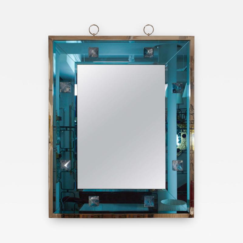 Andre Hayat Andre Hayat Beveled Deep Blue Mirror with Rock Crystal