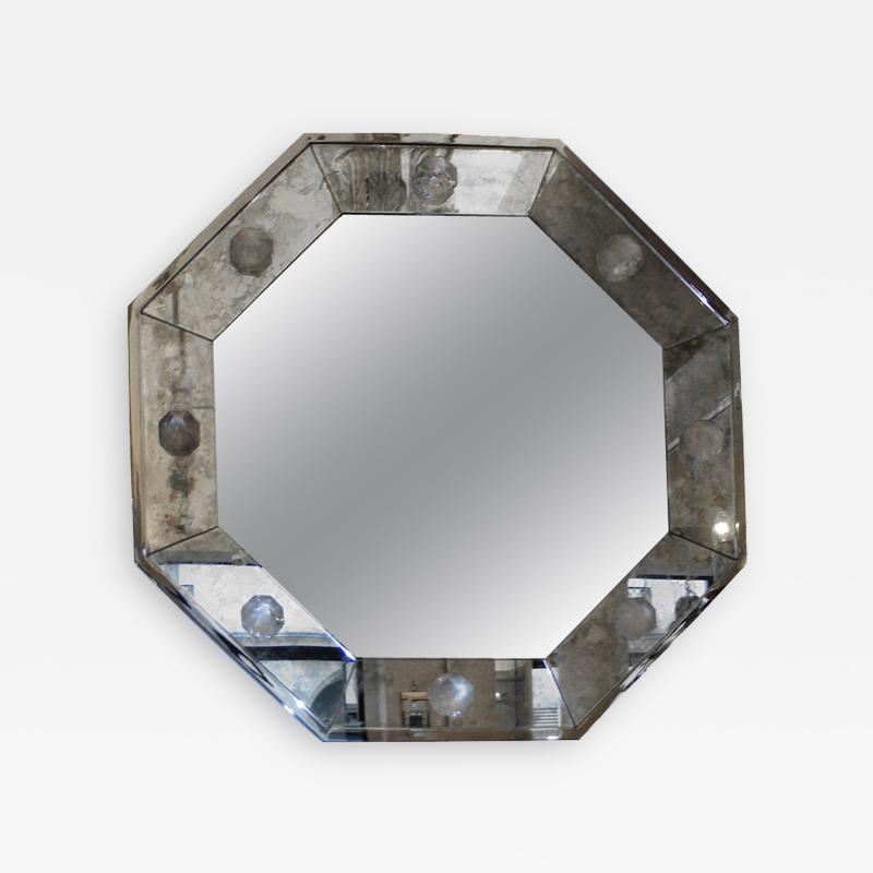 Andre Hayat Andre Hayat Octagonal Oxydized Mirror Frame with a Silver Frame