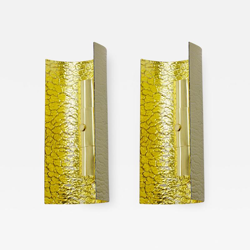 Andre Hayat Andre Hayat pair of gold accent bombed glass pair of sconces