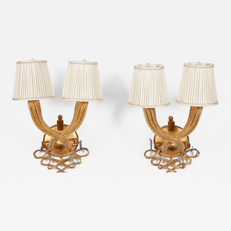 Andre Leleu PAIR OF JULES AND ANDR LELEU GILT BRONZE DOUBLE TORSADE SCONCES